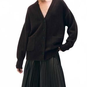 NEW WHITE + WARREN long cashmere cardigan in umber